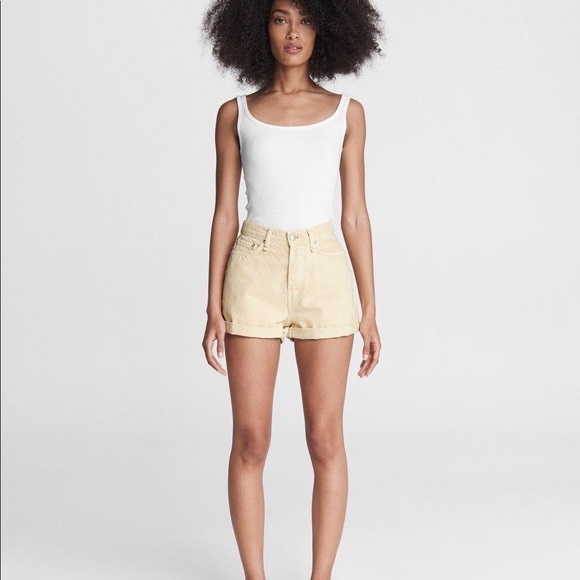 Rag & Bone Maya High-Rise Shorty Shorts Lemon Drop Size 30 NWT. - Picture 1 of 13